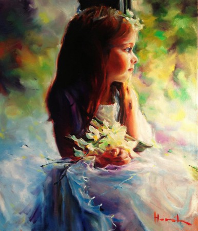 V ALTÁNKU. Olej na plátně  60x50 cm.
