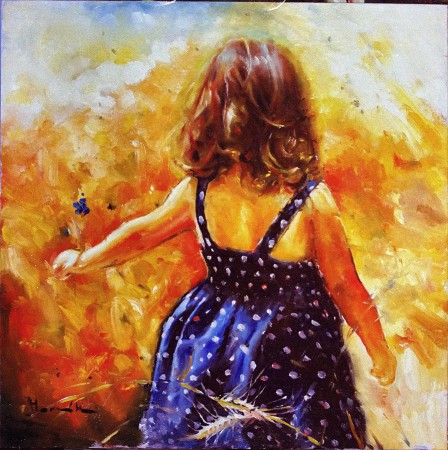UPROSTŘED LÉTA . Olej na plátně 80x80 cm,
