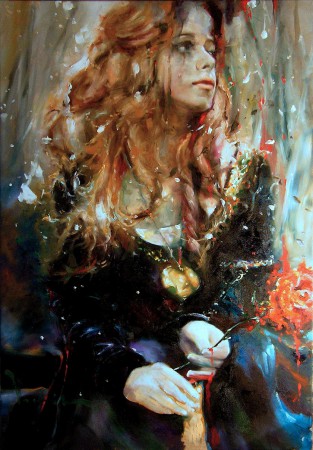 ZLOMENÉ SRDCE. Olej na plátně  100x70 cm,