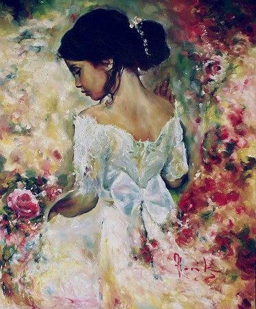 ZAHRADA RŮŽÍ. Olej na plátně 120x90 cm.
