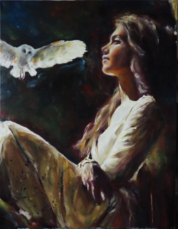 NAVŠTÍVENÍ. Olej na plátně 90x70 cm