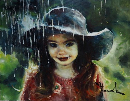 JARNÍ DEŠTÍK. Olej na plátně 90x70 cm.