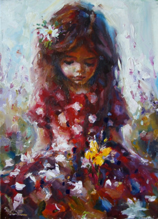 ŽLUŤÁSEK. Olej na plátně 70x50 cm.