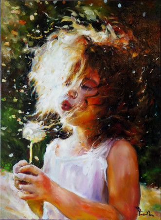 JARNÍ PAMPELIŠKA. Olej na plátně  75x55 cm. 8000 Kč.